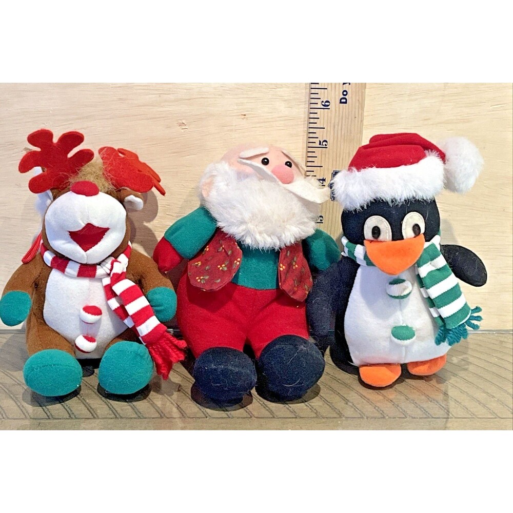 Stuffins SANTA CLAUS REindeer penguin rudolph christmas holiday 5" PLUSH 1990s